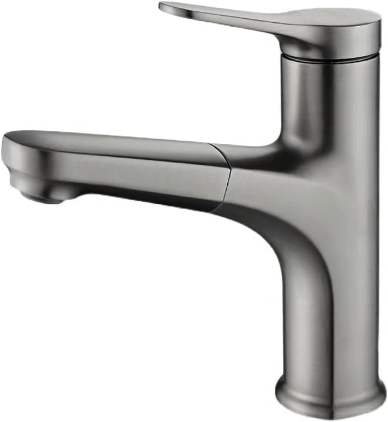 Bathroom Sink Faucet with Sprayer Retractable Sink Faucet Bathroom Single Hole Hot and Cold Water Mixer Tap Single Handle 360° Rotatable Multi-Function, Bathroom Pull Down Sink Faucet,Gun Grey