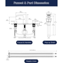 Bathroom Sink Faucet Stainless Steel, Waterfall Brushed Nickel Bathroom Faucet 3 Hole, 8 Inch Widespread Bathroom Sink Faucet with Pop-up Drain and Supply Lines, Two Handles for Vanity, Lavatory