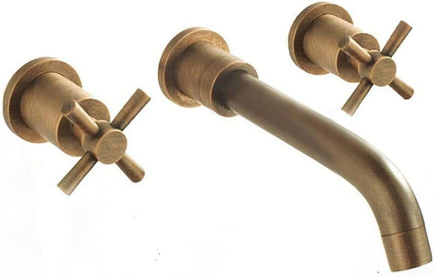 Bathroom Sink Faucet, Vintage Antique Style Brass Double Handle Wall Bathroom Sink Faucet Hot& Cold Tap