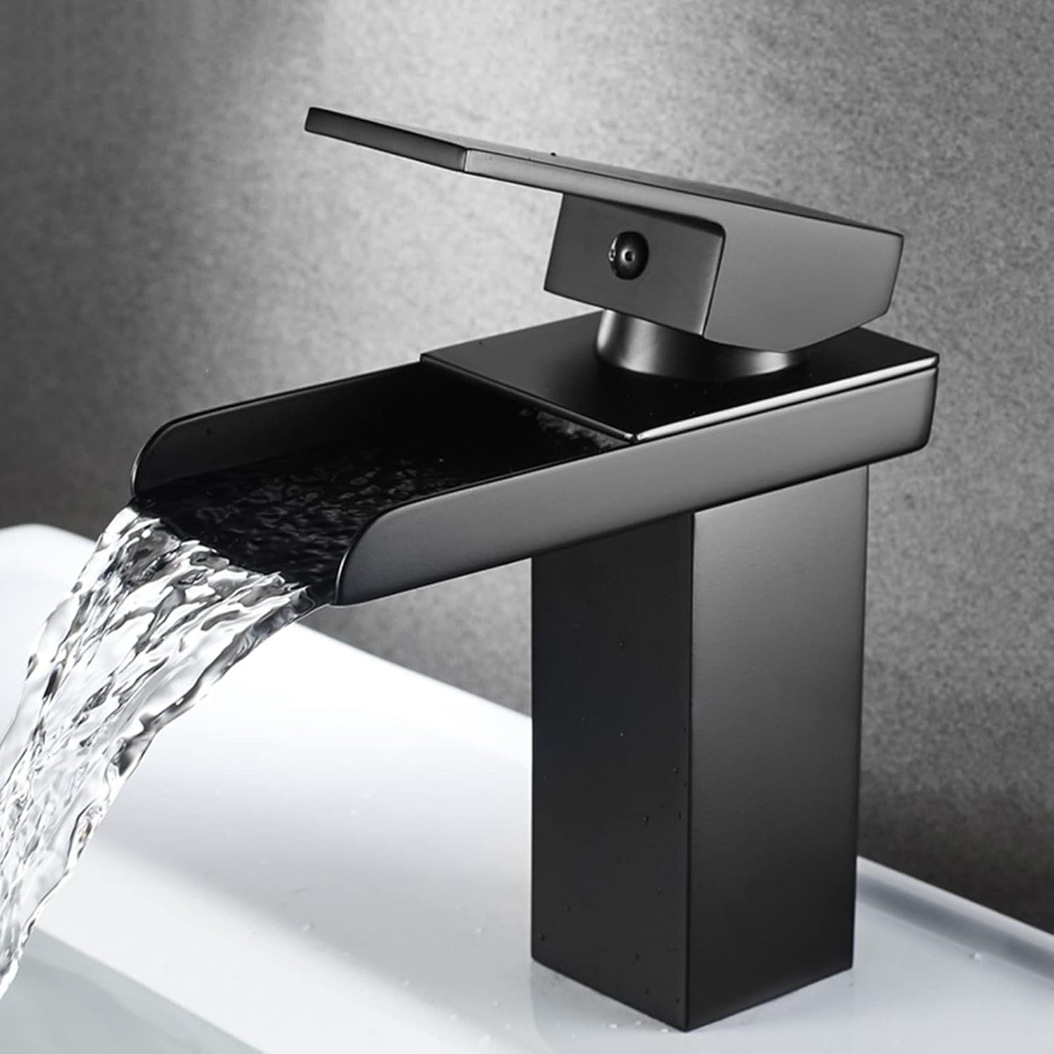 Bathroom Sink Faucet Waterfall Black, Stainless Steel Bathroom Faucet ...