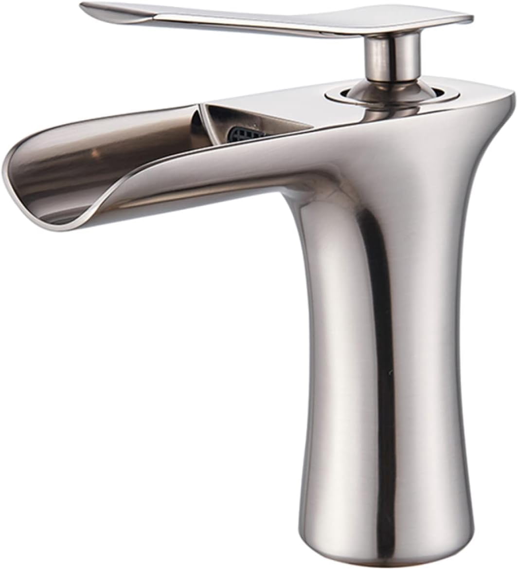 Bathroom Sink Faucet Waterfall, Brass, Hot and Cold Sink Mixer Tap ...