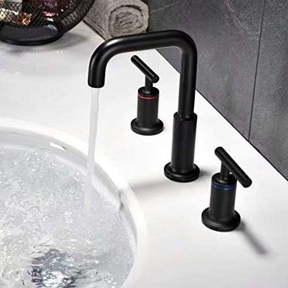 Bathroom Sink Faucet, Widespread Basin Faucet 3 Holes Dual Handles ...