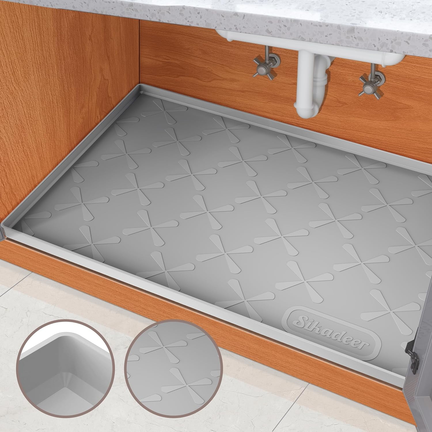 Bathroom Under Sink Mat, Waterproof Silicone Liner for Under Sink ...
