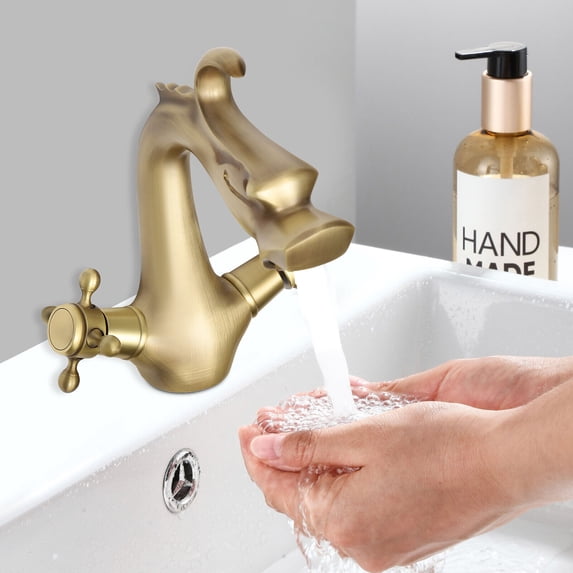 Bathroom Sink Mixer Tap w/ 2 Hoses Ceramic Valve Core Deck Mount Dragon-shaped Faucet