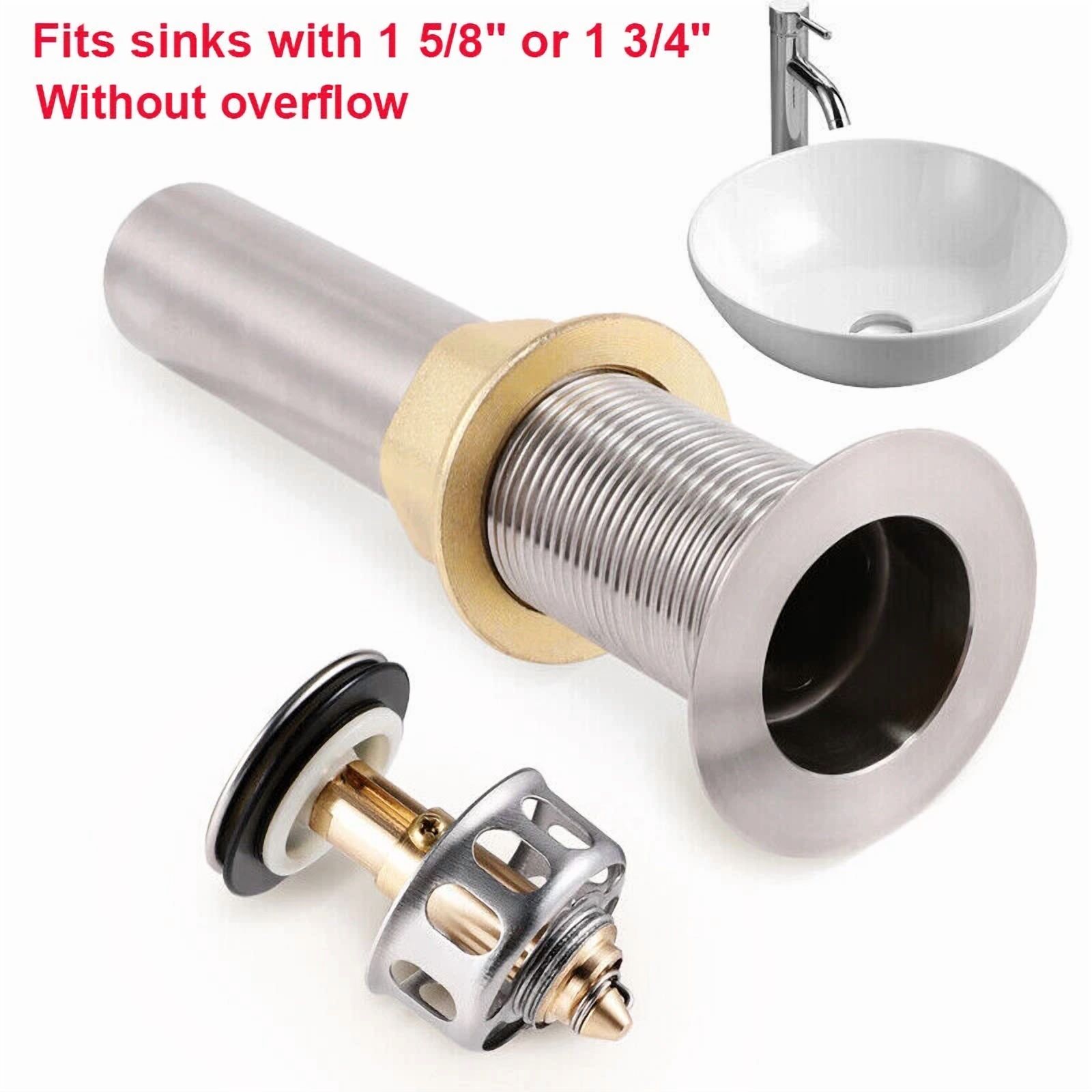 Bathroom Sink Pop Up Drain Brushed Nickel Vessel Basin Stopper With No ...