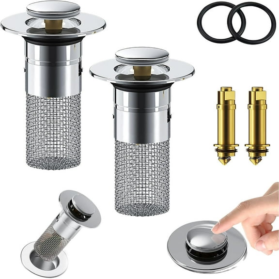 Bathroom Sink Stopper for 1.02-1.2 inch, Universal Drain Filter with Hair Strainer, Universal Bathroom Sink Drain Pop Up Stopper for US Bathroom Sink Stopper Replacement