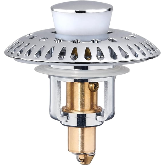 Bathroom Sink Stopper for 1.06"-1.65" Drain Holes, 2 in 1 Bath Sink Drain Strainer Stopper, Pop Up Drain Cover Plug with Hair Catcher, Stainless Steel (Chrome -1p)