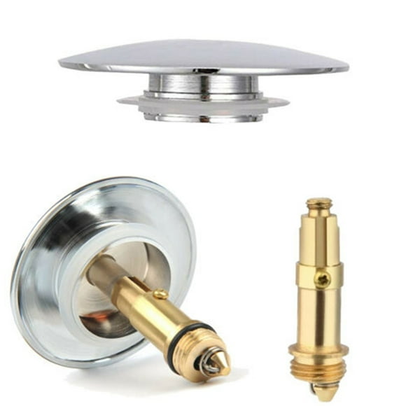 Bathroom Sink Stopper - Chrome Pop Up Sink Drain Stopper, Push Button Sink Drain Stopper Replacement, Wash Basin Drain Filter Plug with Anti-Clogging Strainer