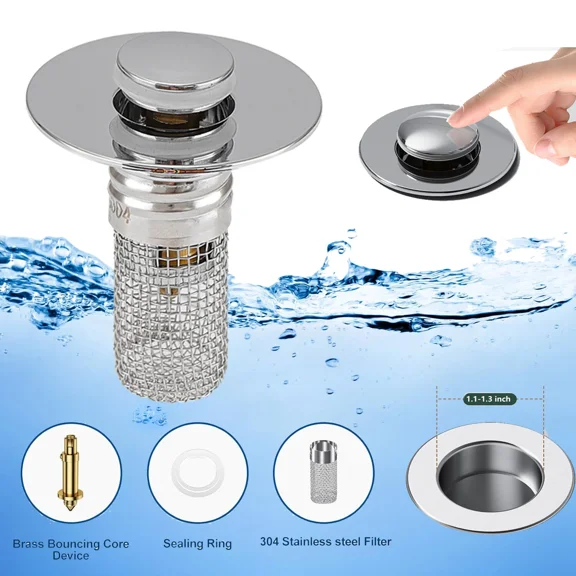 Bathroom Sink Stopper Hair Catche For 1.1 In-1.3 In Pop Up Drain Filter Strainer