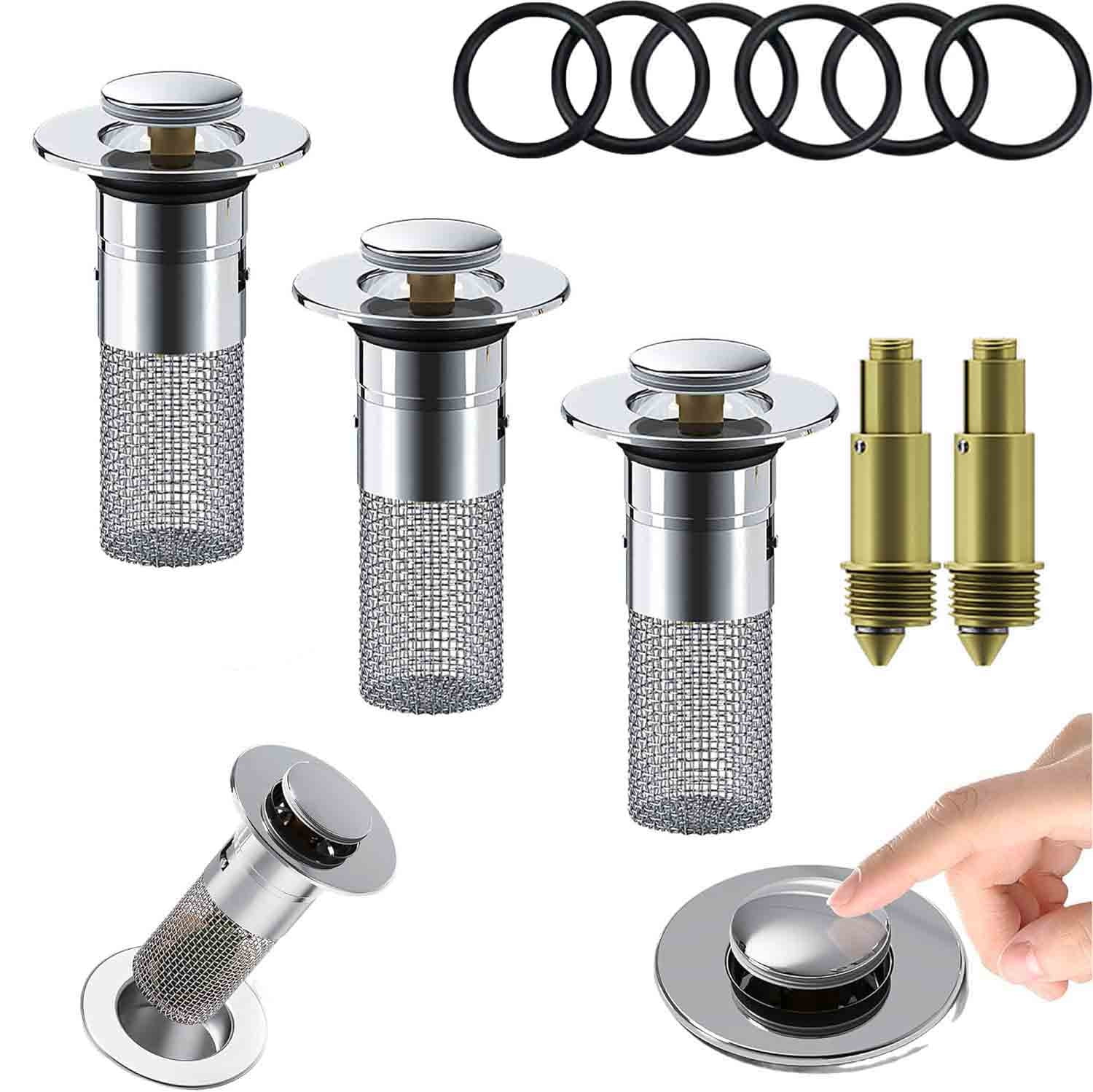 Bathroom Sink Stopper Hair Catcher, Pop-up Sink Drain Strainer with ...