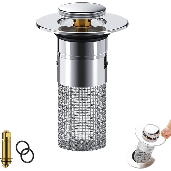 Bathroom Sink Stopper Hair Catcher,Universal Pop Up Sinks Drain Filter  with Removable Stainless Steel Filter Basket Hair Catcher,Bathroom Sink Drain Strainer