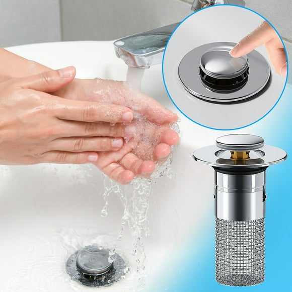 Bathroom Sink Stopper, Isolate Odor and Prevent Cockroaches-Stainless Steel Floor Drain Filter, Hair Catcher Brass Core, Pop up Sink Drain Filter with Removable Stainless Steel Fil