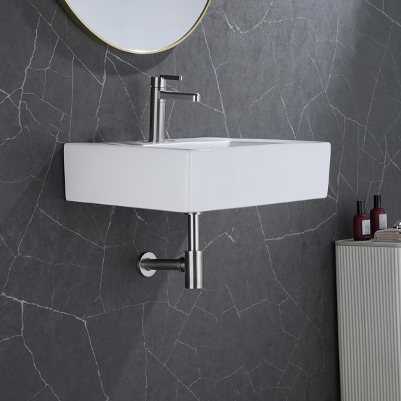 Bathroom Sink Stopper P-Trap Complete Set Adjustable Bottle Trap Solid Brass Drain Kit with Overflow Brushed Nickel