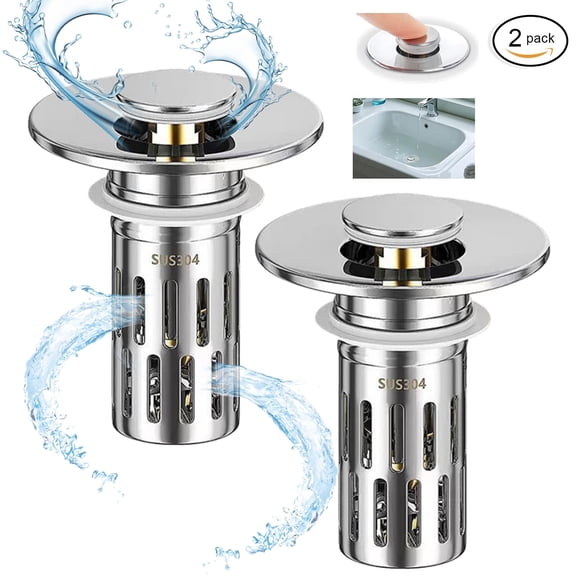 Bathroom Sink Stopper START MAKERS 2Pcs Stainless Steel Sink Stopper Sink Drain Strainer for Bathroom & Kitchen