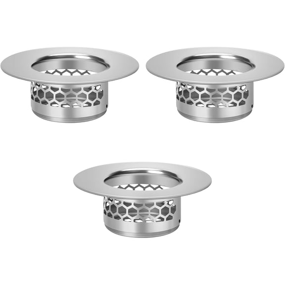 Bathroom Sink Strainer, Bathtub Lavatory Sink Drain Strainer Hair Catcher for Laundry, Mop Pool, Utility, Slop, RV Sink, Stainless Steel Drain FilterFit Hole Size from 1.25" 3 Pack (1.1)