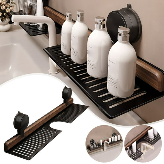 Bathroom Sink Suction Cup Organizer, No-hole Suction Rack, Washbasin Storage, Durable & Adjustable, Space-saving Design, Ideal for Home & Kitchen, Keeps Essentials Organized, Bathroom Aid, Suction Ho