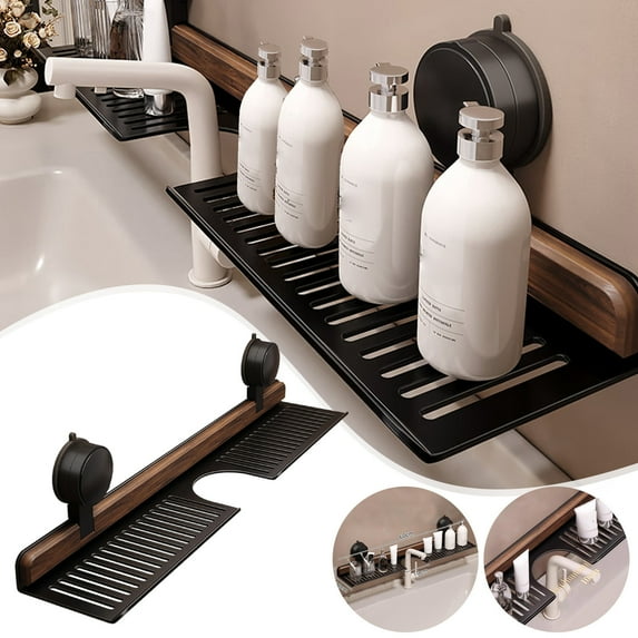 Bathroom Sink Suction Cup Organizer, No-hole Suction Rack, Washbasin Storage, Durable & Adjustable, Space-saving Design, Ideal for Home & Kitchen, Keeps Essentials Organized, Bathroom Aid, Suction Ho