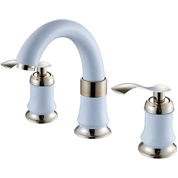 Bathroom Sink Taps Faucet Basin Faucet All-Copper Double-Handle Three-Hole Basin Faucet UPC-Style Gold Washbasin White