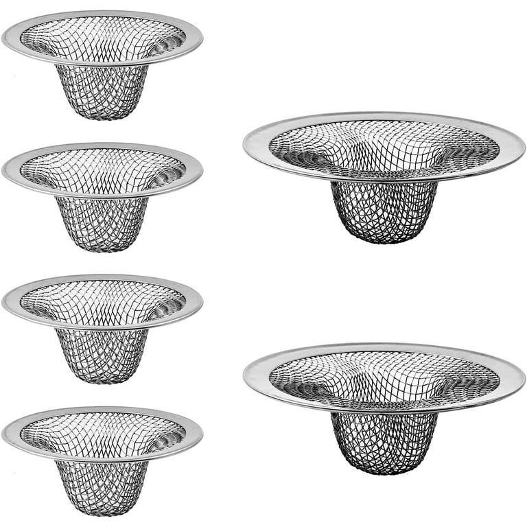 Bathroom Sink and Tub Mesh Drain Strainer, 6-Pack 2 Sizes Set 2.12 and  2.75 Top / 1 Small Stainless Steel Hair Catcher for Bathroom, Lavatory,  Balcony, Utility, RV, Floor Drain, Bathtub Strainer 