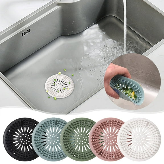 Bathroom Sink and Floor Drain Hair Trap Filter Screen, Clog-Blocking Strainer for Shower, Toilet, and Kitchen Drainage, Easy-Clean Flexible Stopper