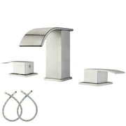 Bathroom Sinks Faucets 2-Handles 8 Inch 3 Hole - Widespread Waterfall Bathroom Sinks Brushed Nickel Faucet Gagalife