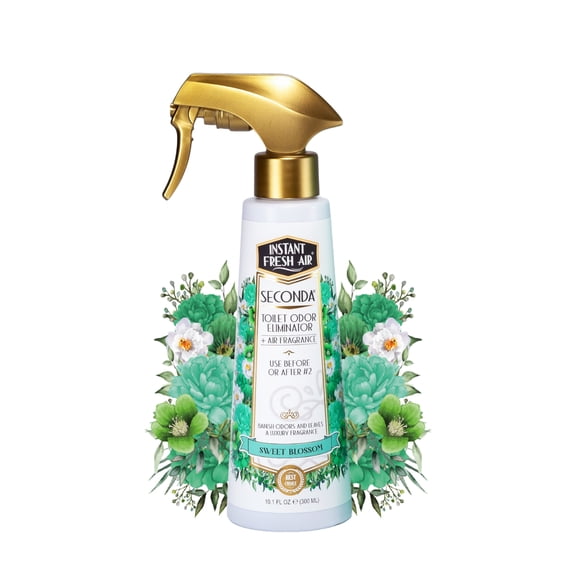 Instant Fresh Air Seconda Premium Toilet Spray - Toilet Bowl Odor Eliminator - Long Lasting Bathroom Deodorizer, Blossom Fragrance - 10.1 fl oz.