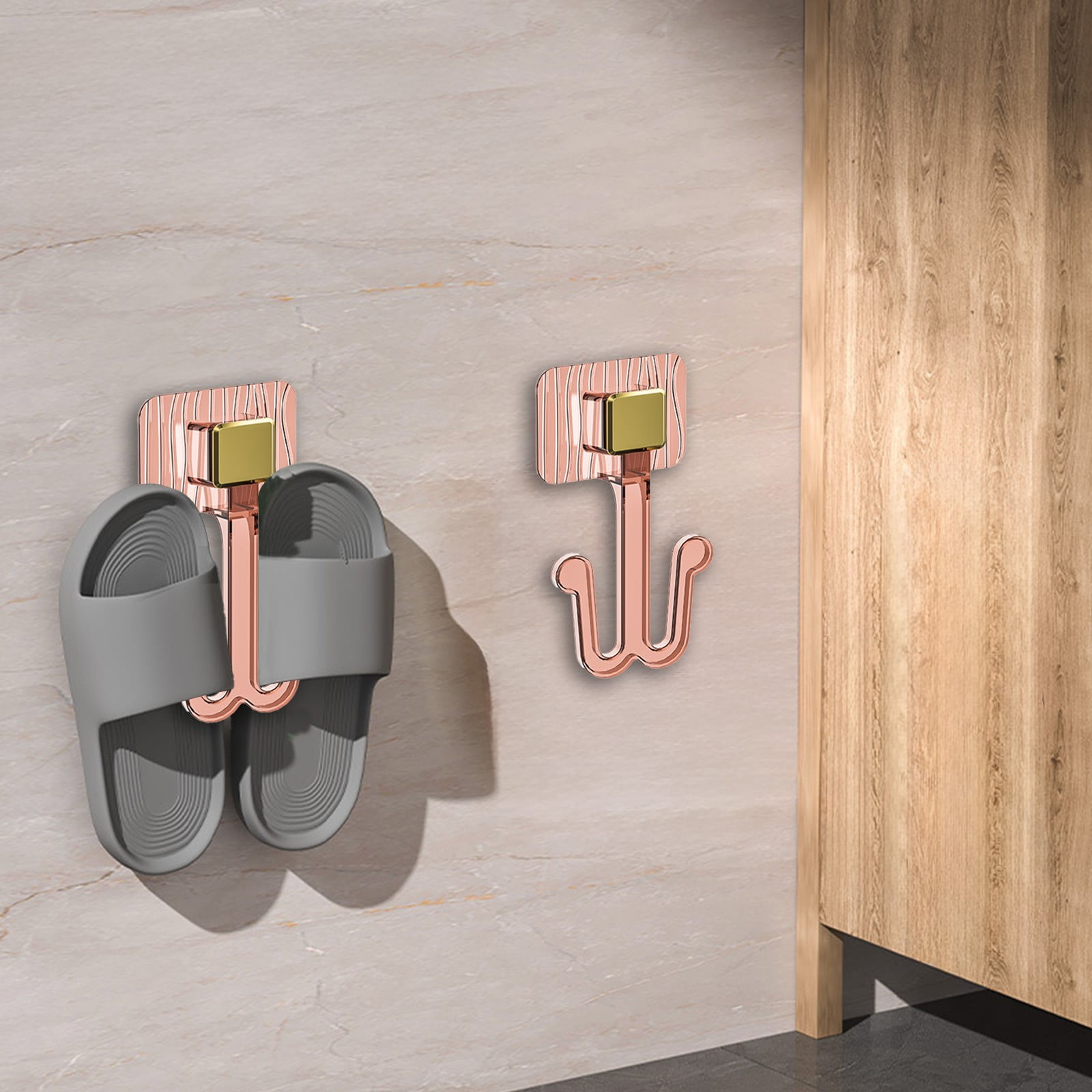 Bathroom Slipper Rack No Drill Wall Mount Organizer | Self Adhesive ...