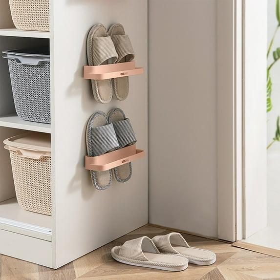 Bathroom Slipper Rack Non Perforated Wall Mounted Slipper Storage Space Saving Double-layer Storage Strong Load-bearing Capacity Shoe Rack