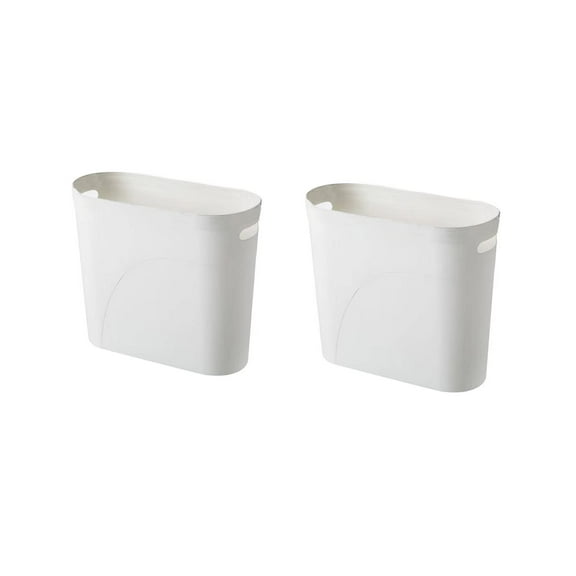 Bathroom Small Trash Can, 3 Gallon Slim Plastic, Set of 2, White