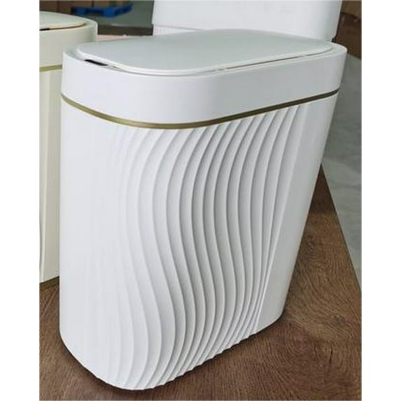 Bathroom Small Trash Can with Automatic Touchless Lid, 2.6 Gallon Smart Garbage Can Narrow Waterproof Trash Bin for Bedroom, Office, Living Room