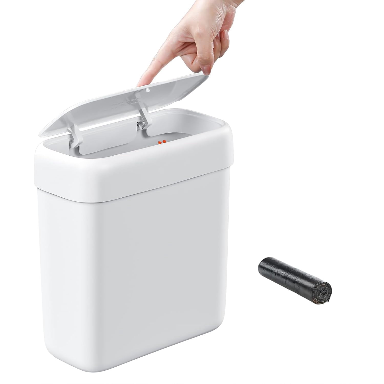 Bathroom Small Trash Can with Lid, 13 Liter/3.4 Gallon Slim Garbage Bin ...