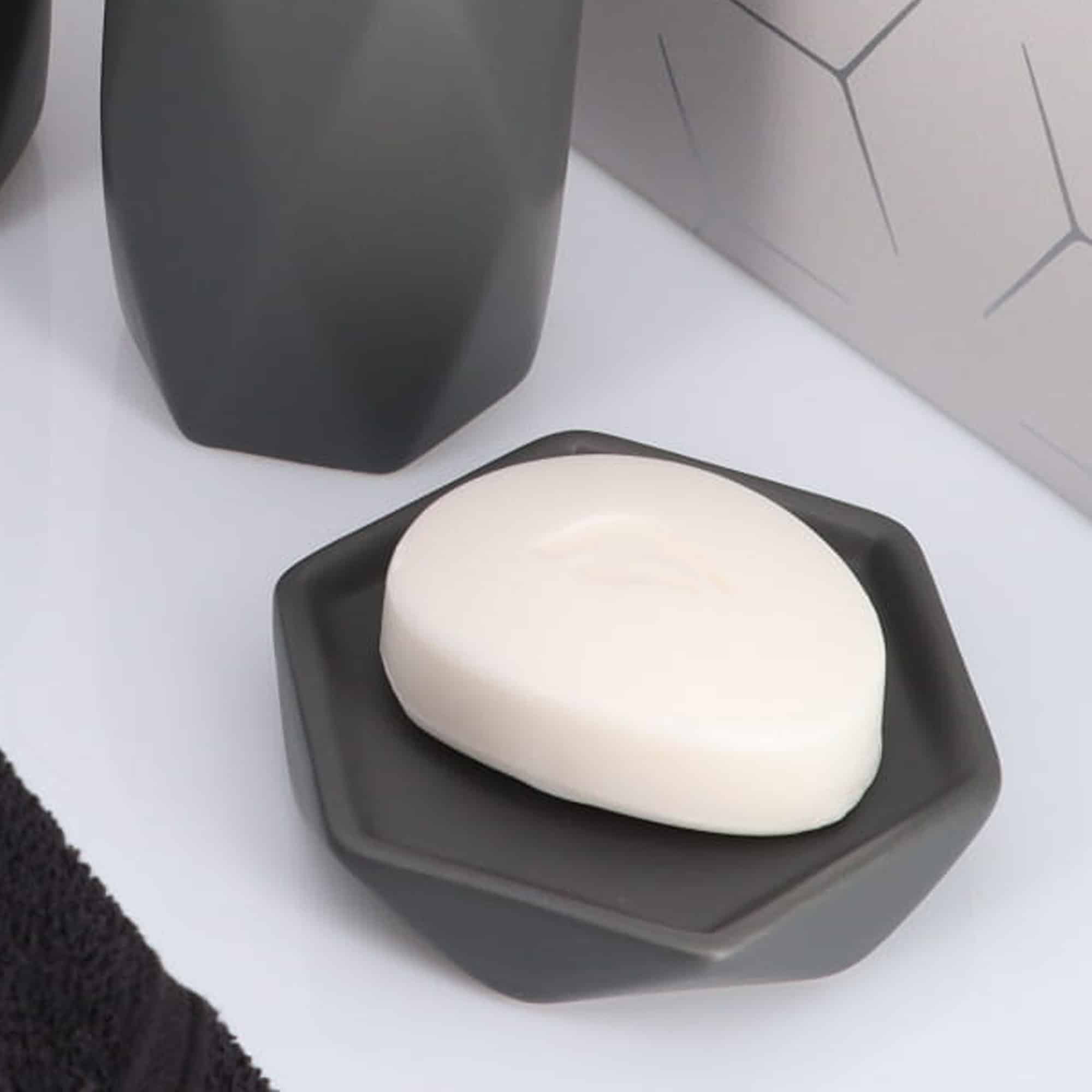 Gray Geometric Ceramic Bathroom Soap Dish