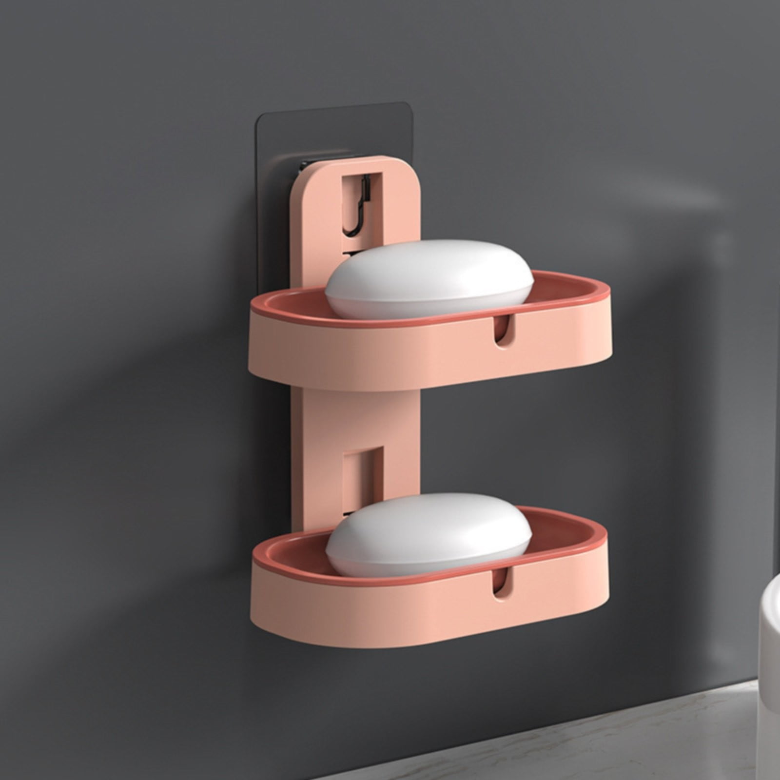 Bathroom Soap Dish Holder Wall Mounted Soap Rack 2 Tier Kitchen Basket ...