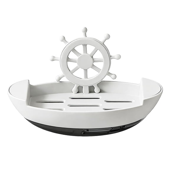 Bathroom Soap Dish for Shower, Wall Mounted Bar Soap Holder, Durable Suction Cup Self Draining Soap Case Sponge Holder for Bathroom, Tub and Kitchen Sink, Drill-Free Tray, 1Pc(White,5.5x3x2.7")