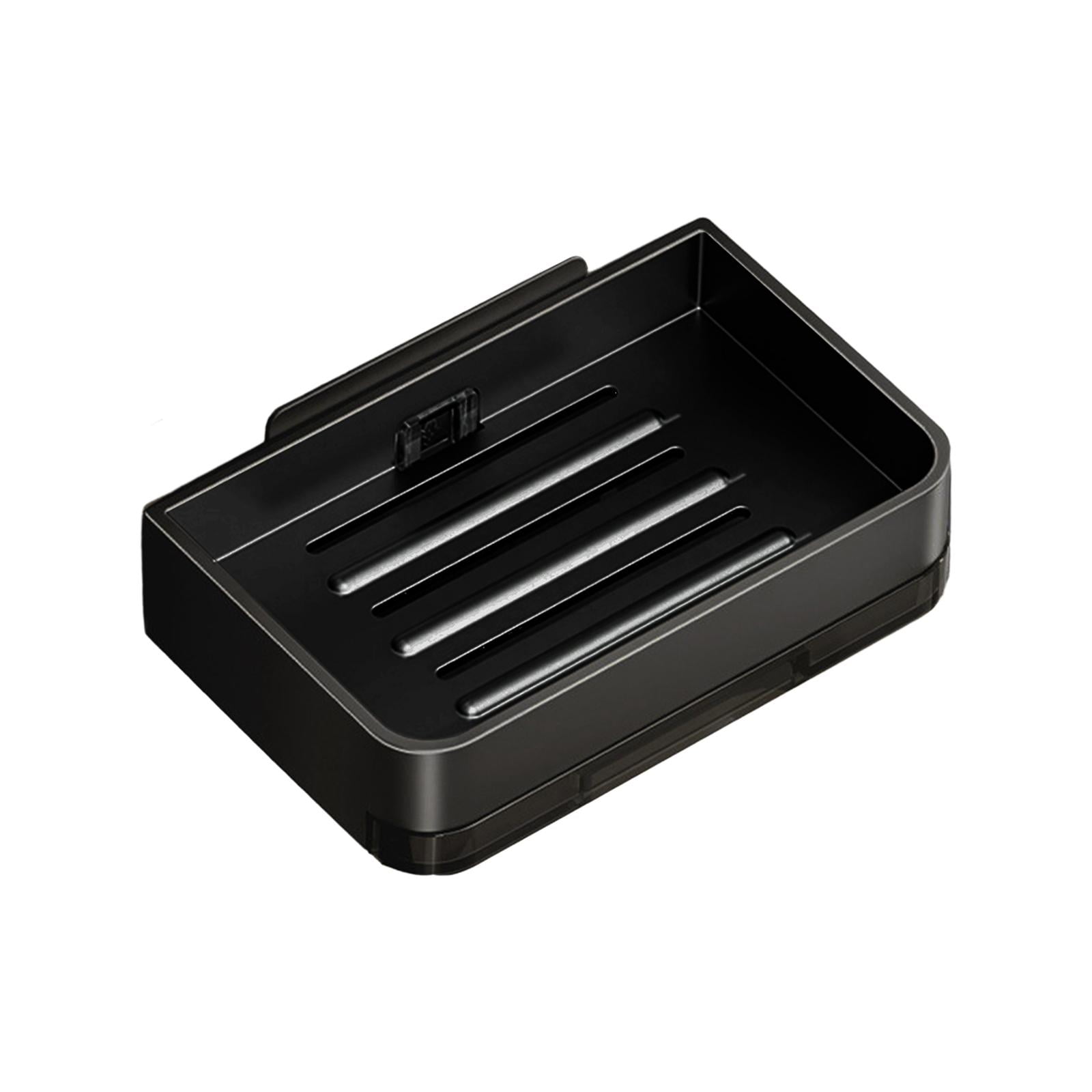 Bathroom Soap Dish Soap Saver Stylish Wall Mounted Sticky for Sink Tub Hotel Black