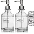thumbnail image 1 of Bathroom Soap Dispenser, Clear Glass Bottle Liquid Soap Pump Dispenser for Kitchen Bathroom Dish Hand Wash, 2 Pack 19oz/550ml Silver, 1 of 7