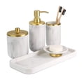 thumbnail image 1 of Bathroom Soap Dispenser Set Bathroom Toothbrush Holder Set Marble Gold Farmhouse Bathroom Decor 5 Piece Bathroom Accories Set, 1 of 9