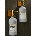 thumbnail image 1 of Stylware | Bathroom Soap Dispenser Set with Glass Dispenser, Bamboo Pumps & Tray| Bathroom Accessories | Bathroom Accessories | White & Gold, 1 of 6