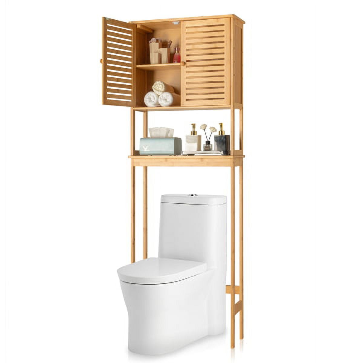 Hommoo Over The Toilet Storage Cabinet Rack, Bamboo Bathroom Space Saver  Laundry Room Corner Stand, Organizer Shelf for Restroom, Natural