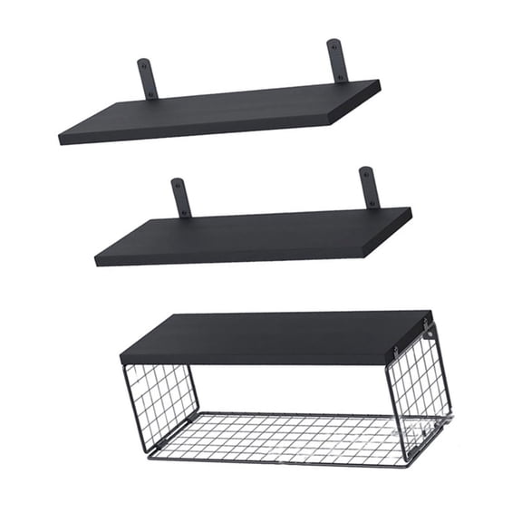 Bathroom Space Saving Over Toilet Floating Shelf Set Elegant Color Wood 3pcs