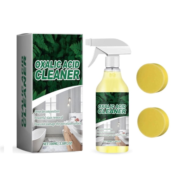Bathroom Stain Remover Spray, 3.38oz Toilet & Tile Cleaner with Sponge, Multi-Surface Limescale & Grime Remover for Home