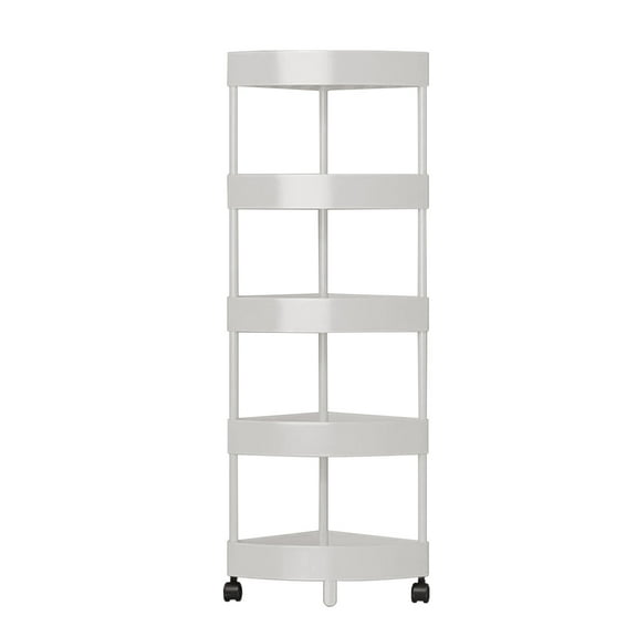 Bathroom Standing Shelf, 5 Tier Open Floor Shelves, Free-Standing Shelf Units, Triangular Curved Corner Shelf Stand for Small Space, Ideal for Bathroom,Kitchen,Vanity Storage and Organizer