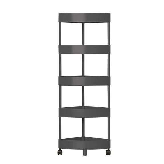 Bathroom Standing Shelf, 5 Tier Open Floor Shelves, Free-Standing Shelf Units, Triangular Curved Corner Shelf Stand for Small Space, Ideal for Bathroom,Kitchen,Vanity Storage and Organizer