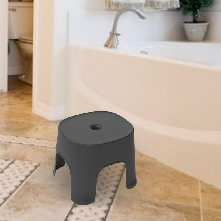 Bathroom Stool Shoe Changing Stool Ergonomic Multifunctional Sturdy Lightweight Shower Stool Step Stool for Porch Adults and Kids Apartment Black