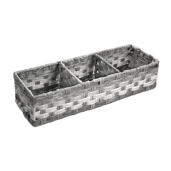 Bathroom Storage Baskets Toilet Paper Basket with 3 Divider Rustic Decor Woven Plastic for Organizing