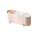 thumbnail image 1 of Bathroom Storage Box, Transparent with Lid Household Makeup Cotton Pad and Beauty Blender Organizer for Vanity and Countertop Dustproof Container Case, Pink, 1 of 2