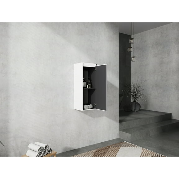 Bathroom Storage Cabinet 12" Bathroom Side Cabinet,Soft Close Doors,Float Mounting Design,(KD-Packing),Bathroom Wall Storage