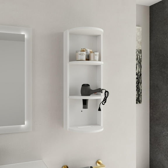 Bathroom Storage Cabinet 12" Bathroom Wall-Mounted Storage Rack, Float Mounting Design,(KD-Packing),Bathroom Wall Storage