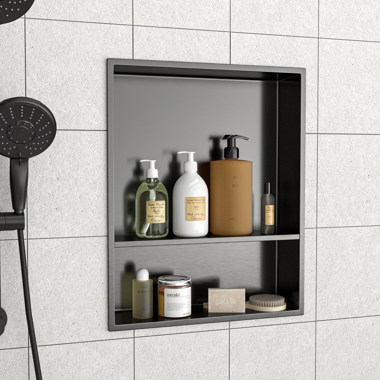 Bathroom Storage Cabinet 21" x 17" Stainless Steel Shower Niche Double ...