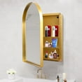 thumbnail image 1 of Bathroom Storage Cabinet 24x36 Inch Arched Recessed Medicine Cabinet, Metal Framed Bathroom Wall Cabinet with Mirror and Adjustable Shelves, Wall Mirror with Storage for Bathroom, Matte Gold,Bathroom, 1 of 9